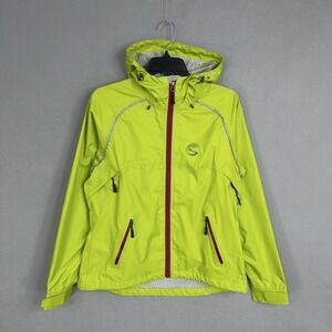 Showers Pass Jacket Womens Medium Yellow Hooded Artex Windbreaker Cycling Bike